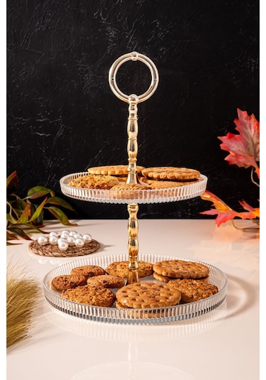 Mest 2 Katlı Sade Cam Pasta Tabağı - Minimalist Ve Zarif 21 Cm Şeffaf