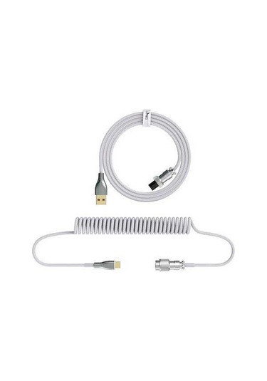 Pazly Hxsj H-1 Mekanik Klavye İçin Genişletilebilir Type-c Nilon Örgülü Veri Kablosu Beyaz