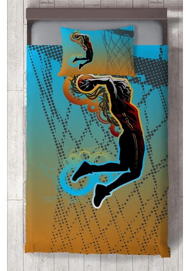 Mekta Home Bebek Ve Çocuk Odası Basketbol Desenli Yatak Örtüsü Renkli