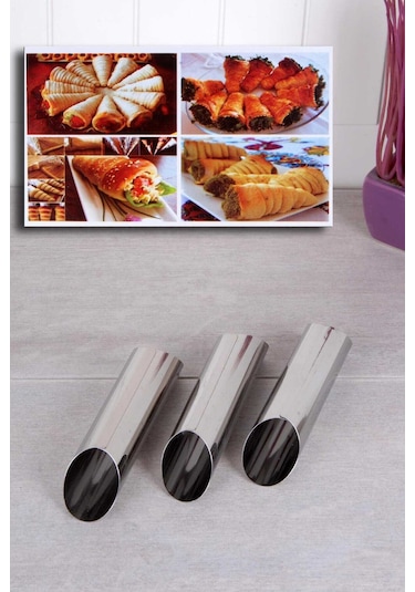 3 Adet Çelik Korneo / Korne Hamur Kalıbı Beyaz