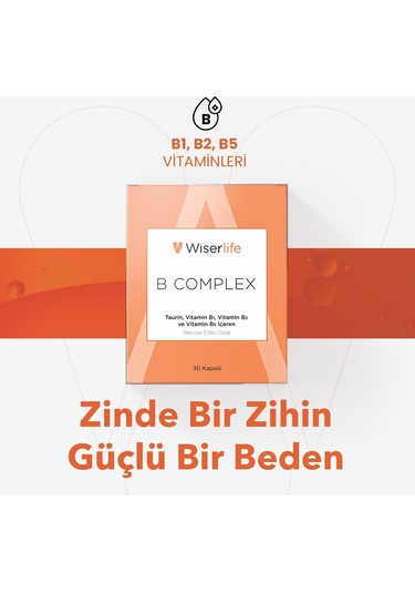 Wiserlife B Complex Taurin Takviye Edici Gıda 30 Kapsül