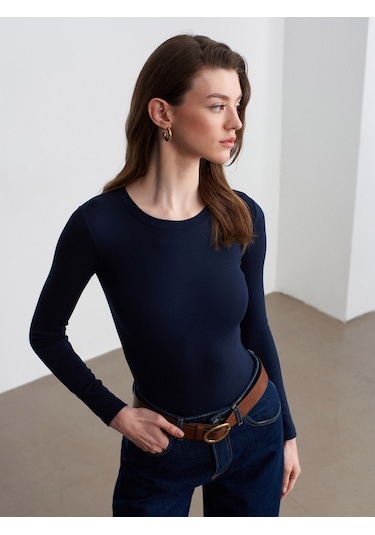 Dilvin 32695 Uzun Kollu Bodysuit-k.lacivert