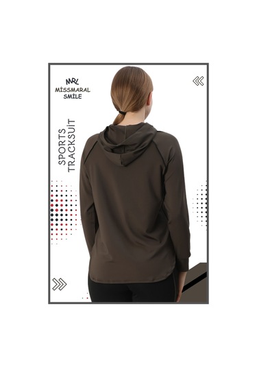 Kadın Spor Eşofman Takım İspanyol Paça Çift Cepli Alt &kapüşonlu Kanguru Cepli Üst Haki Rengi 3053 Haki