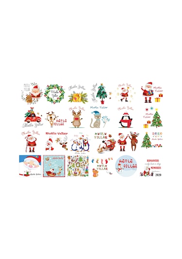 Ham Bez Çanta Yılbaşı Baskılı Üç Başlı Geyik