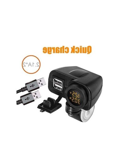 Maoyaya Motosiklet Usb Şarj Termometre, 2x Led, Dijital Görüntü