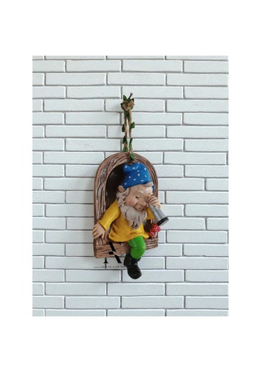 Adet Dekoratif Duvar Ve Bahçe Süsü Dürbünlü Cüce Mavi Şapka