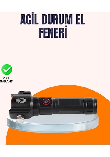 Çok Fonksiyonlu Acil Durum Feneri Yan Işıklı Çekiçli