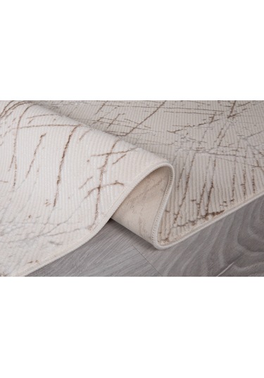 My Evillamodern Dekoratif Star Seri Krem Kahverengi Dokuma Halı