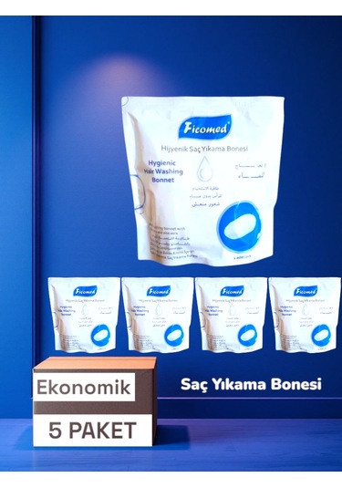 Ficomed Şampuanlı Saç Yıkama Bonesi Bone Tekli Paket 5 Adet