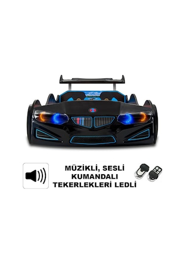 Bmw - M7 - Siyah Arabalı Yatak Araba Karyola Siyah