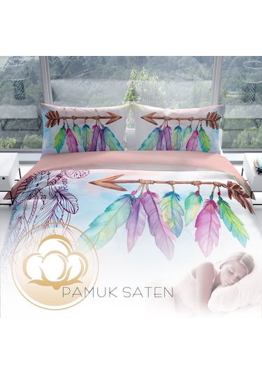 Cattleya Sleep 3D Pamuk Saten Çift Kişilik Nevresim Takımı