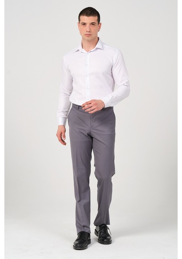 Erkek Regular Fit Kumaş Pantolon Gri