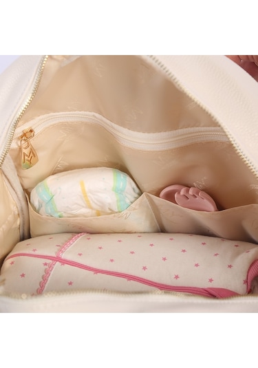 M&y Dust Deri Anne Bebek Bakım Sırt Çantası 7130 Krem 001