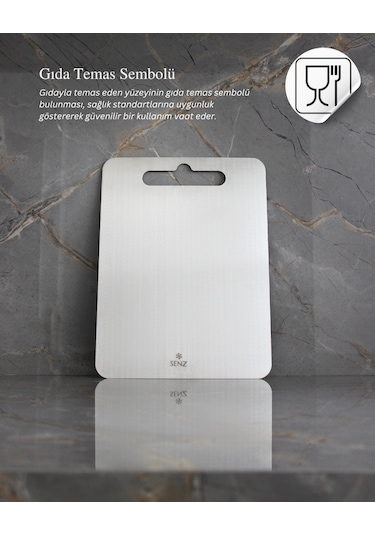 Paslanmaz Çelik Doğrama Tahtası Büyük Boy 25x33 Cm Metalik