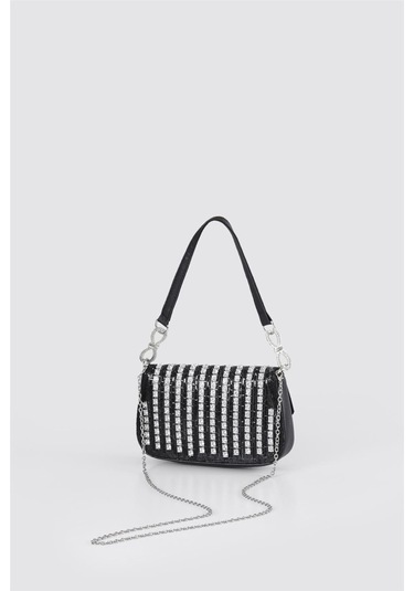Ççs 17659 Kadın Omuz Askılı Çanta Siyah-gümüş Gümüş - Siyah