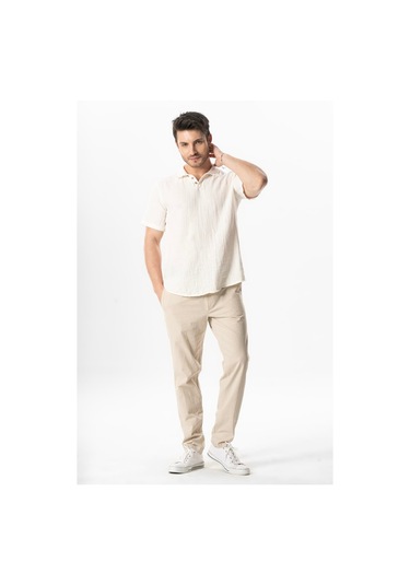 Kısa Kol Polo Yaka Müslin Yazlık Tshirt Kırık Beyaz Krkbyz KIRIK BEYAZ