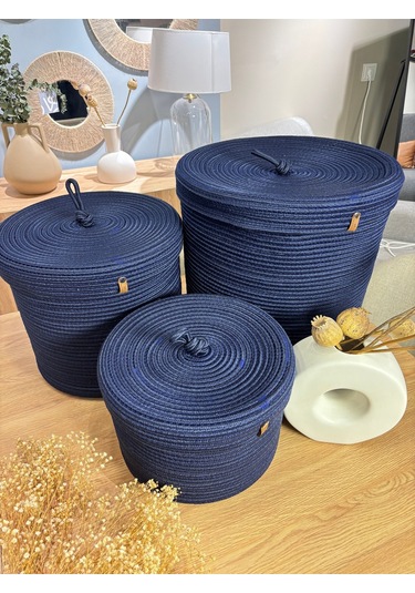 Victor Çok Amaçlı Düzenleyici Kapaklı Sepet,kapaklı Saksılık,kapaklı Organizer 26-20, Küçük Boy Lacivert