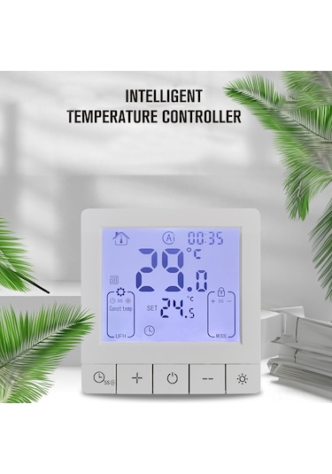 Skycity Beyaz K5m Su Isıtma Akıllı Termostatı - Ip20 Koruma, 24 Saat Zamanlama, Lcd Renkli Ekran, 3a, 5-60 C Kontrol Aralığı