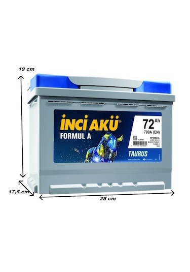 İnci Formul A Taurus 12 V 72 Ah 700 Cca En Akü-yerinde Montaj