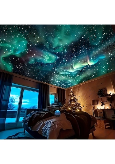 Honeybeeshop 1 Bilgisayar Su Dalgası Yıldızlı Gökyüzü Projeksiyon Lamba Usb 7 Renk 3 Mod Yatak Odası Gece Işığı Doğum Günü Parti Dekor Işık