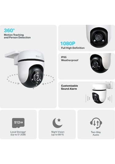 TP-Link Tapo C500 Yatay - Dikey Wi-Fi Dış Mekan Güvenlik Kamerası