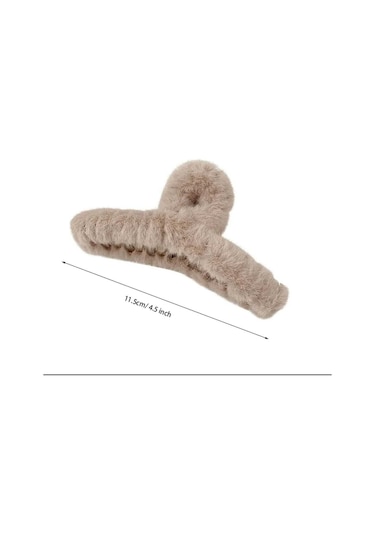 Peluş Yumuşak Tüylü Mandal Toka Karamel