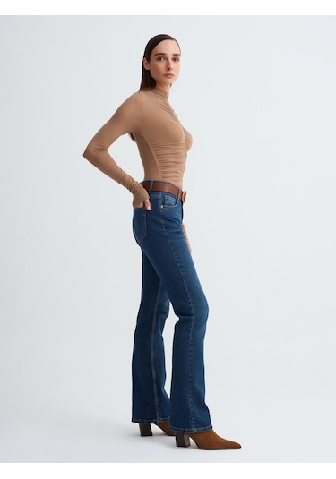 Dilvin 72277 Düşük Bel Likralı Jean-mavi Mavi