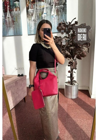 Hakiki Deri Kadın El Çantası Kırmızı Smr9200 Kırmızı