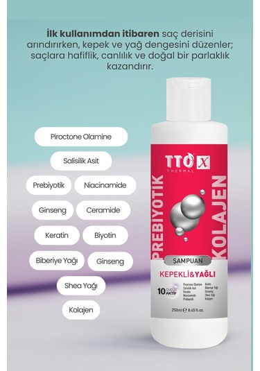 Tto-x Prebiyotik & Kolajen Kepekli Ve Yağlı Saçlar Şampuan 250 ML