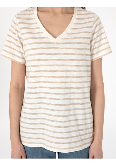 Pierre Cardin Kadın Krem Tişört 50301426-vr071 Krem