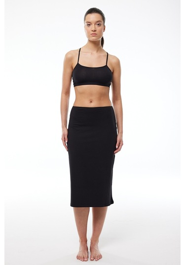 Malabadi Kadın Siyah Rengi Tam Boy Uzun Etek Astarı Modal Jüpon 1061 Siyah