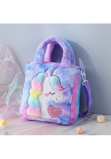 Unicorn Karikatür Tek Omuz Peluş Bel Çantası Renkli Hayvan El Diğer