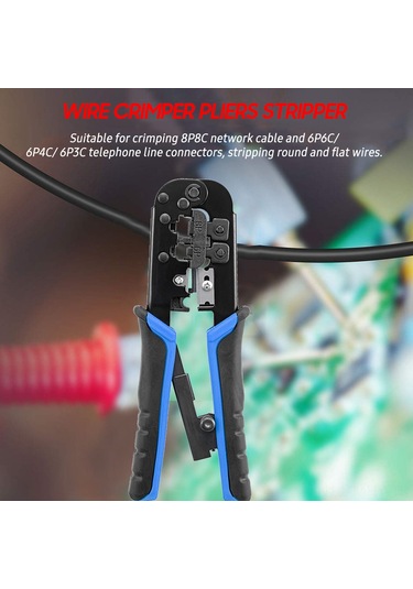 Monyee 7sq-568 Multifonksiyon Telsiz İçin Kablolu Pres, Soğutma Ve Kesme Aleti Siyah+mavi