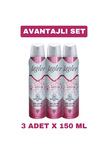 Jagler Classic Kadın Sprey Deodorant 3 x 150 ML