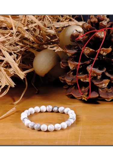 Ssilhoutte Doğaltaş Sertifikalı Havlit Taşı Diş Sağlığı Ve Stres Bilekliği Hediye Bileklik Doğaltaş Bileklik Beyaz