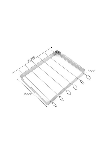 Pazly Paslanmaz Çelik Gümüş Barbekü Izgarası - Yüksek Raftlı, 360 Döndürülebilir Şişler Gümüş