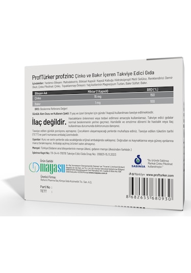 Proftürker Profzinc 30 Kapsül