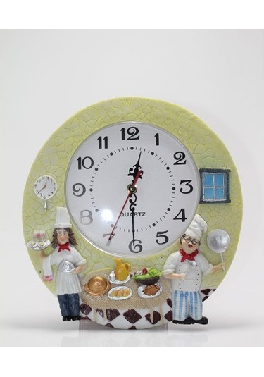 Aşçı Tasarımlı Polyester Duvar Saati Model 5 Çok Renkli