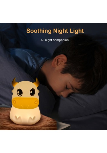 Ranyeek Çocuklar İçin Renkli Led Silikon Ayaküstü Gece Lambası Pil Dahil Değil Beyaz