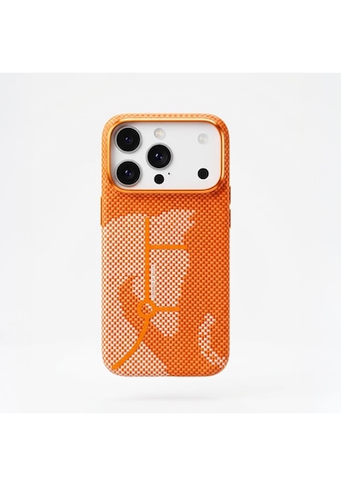 Apple Uyumlu iPhone 17 Pro Max Steed Woven Magsafe Aramid Fiber Premium Kılıf Turuncu