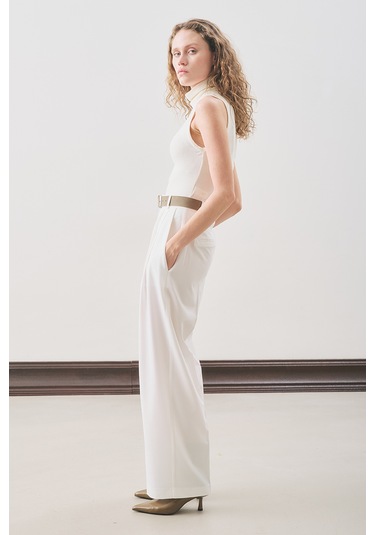 Classıc Pileli Pantolon Ekru Ekru