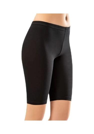 Bella Dossi Kadın Büyük Beden Rahat, Terletmez Ve Iç Göstermez Diz Üstü Kısa Tayt Siyah
