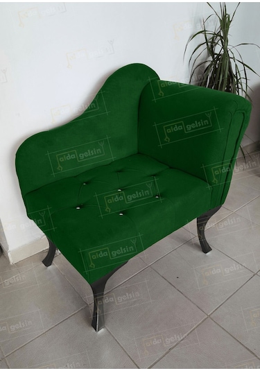 Yeni Model Ters Kol Tekli Köşe Koltuğu Josefin Bench Siyah Ayak Yeşil