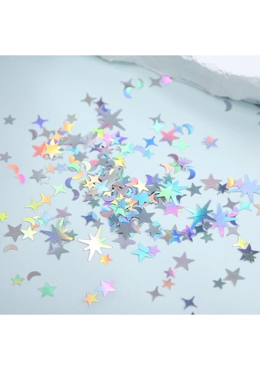 Holografik Gold Gümüş Ay Ve Yıldızlar Tırnak Süsleme Folyo Pulları Mix Nail Art