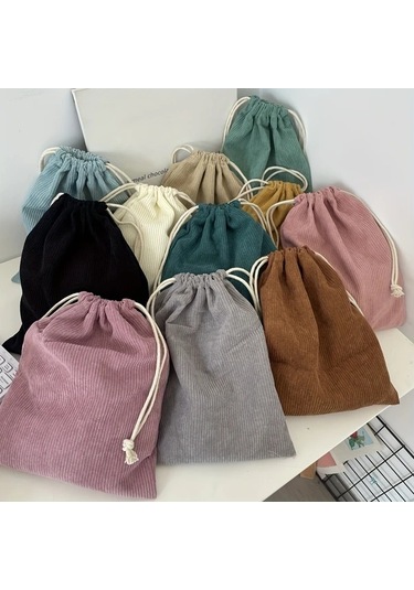 Elmpaly Siyah 3 Adet Kadife Drawstring Saklama Çantası Seyahat Kozmetik Düzenleyici Siyah