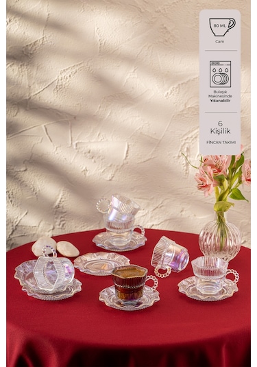 Emsan Hatrı Var Gökkuşağı 80 Ml 6'lı Kahve Fincan Takımı Renkli