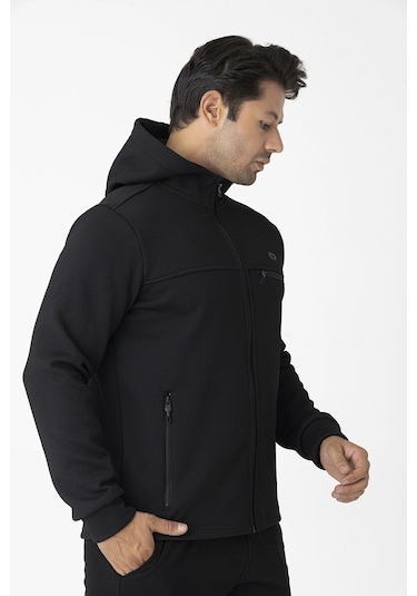 Crozwise 6054 Su İticili Kapşonlu Erkek Sweat Siyah SiYAH