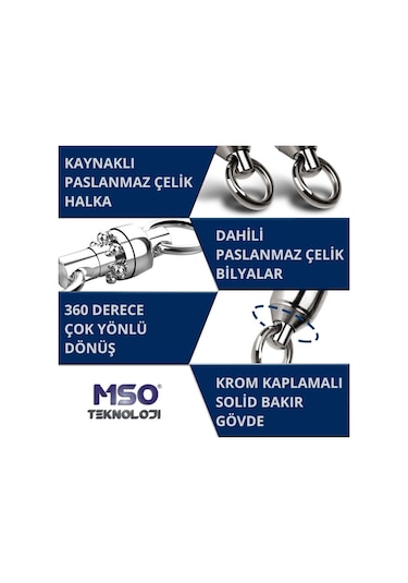 MSO Olta Balıkçılık VIP Kalite Paslanmaz Çelik Bilyalı Fırdöndü