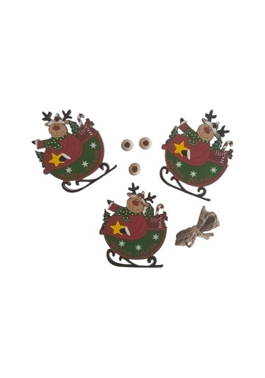 Yılbaşı Ağaç Süsü Ahşap Mdf 3lü Paket