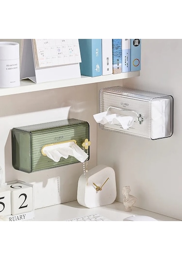 Yeşil Yumruksuz Yaratıcı Doku Kutusu Duvara Monte Kağıt Havlu Peçete Saklama Kutusu Ev Mutfak Banyo Kağıt Organizatör